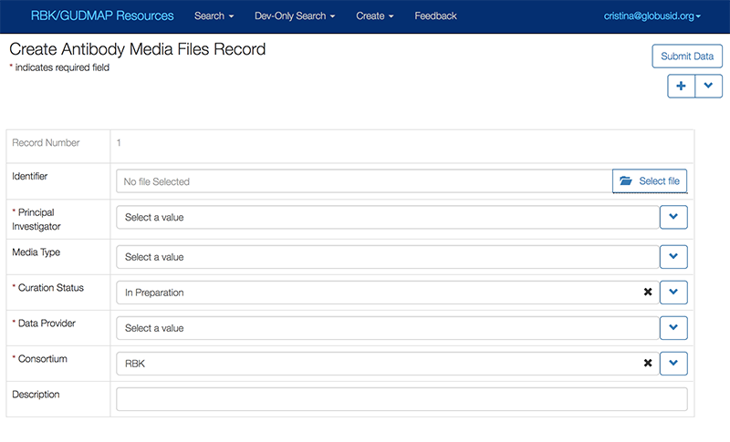 Screenshot of the Create Antibody Media Files window