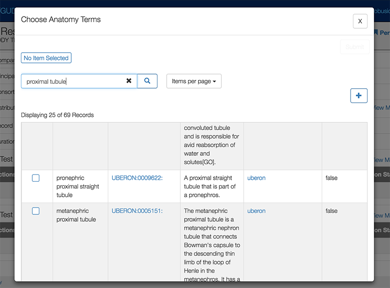 Screenshot of searching for distribution terms