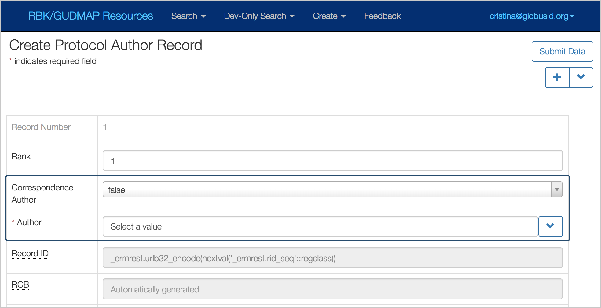 Screenshot of related records section