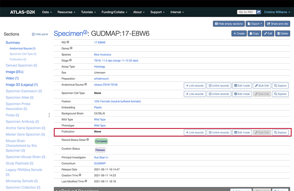 Anatomical Source field is highlighted in this screenshot